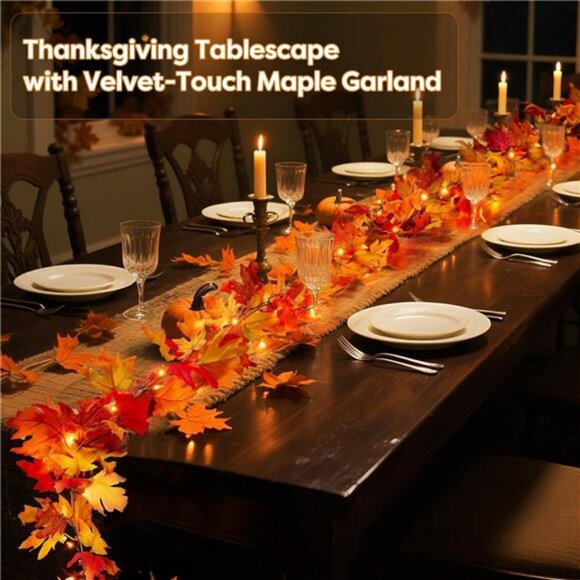 Fall Decorations for Home 9 FT Battery Operated Fall Garland with Lights - Picture 7 of 8